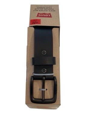 Levis Mens Leather Belt Black M/Medium 32-34 Adjustable Buckle Genuine Leather